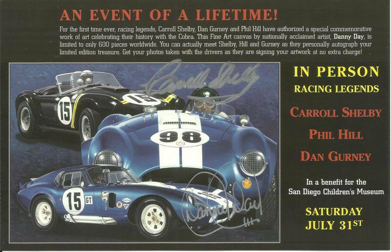 Bitten by the Snake Danny Day Art Carroll Shelby Signed Cobra Daytona + Bonu