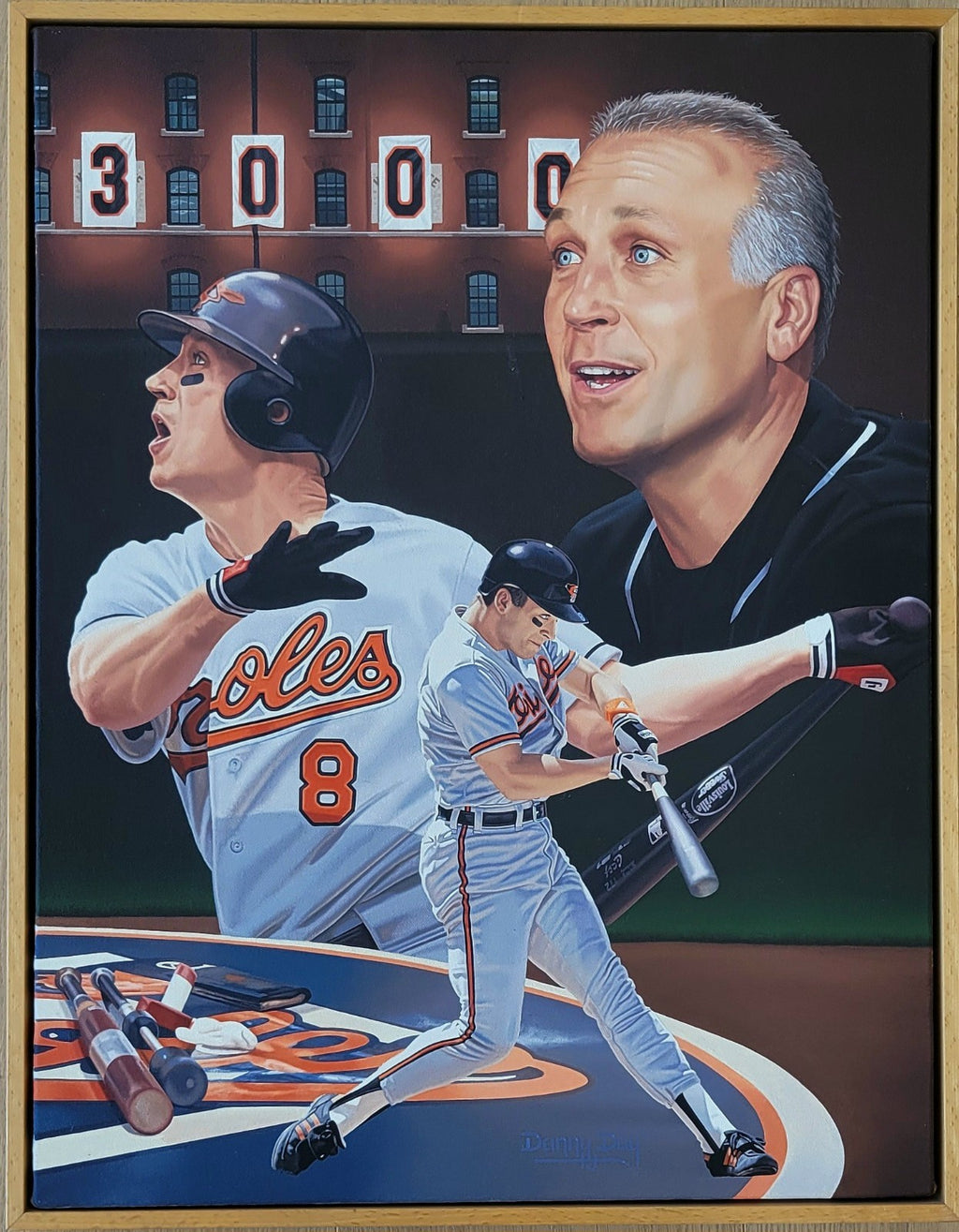Cal Ripken Jr Original Oil Painting by Danny Day Orioles Baseball Framed 20x26