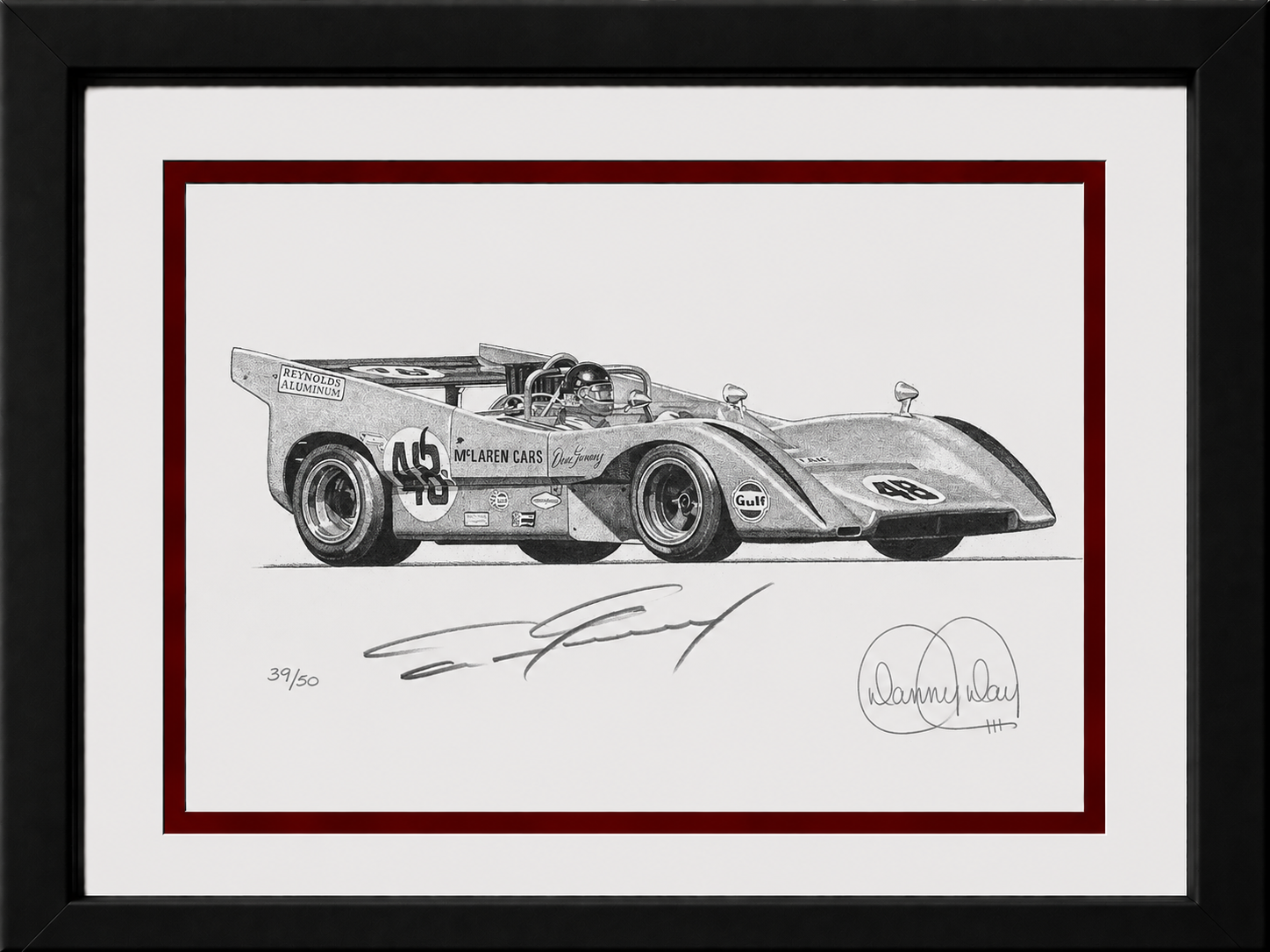 McLaren M8D by Danny Day | Dan Gurney Autographed | Framed